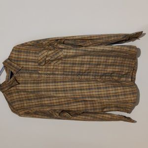 Wrangler Outdoor Regular Fit Tan Gray Plaid Long Sleeved Shirt Size XLT